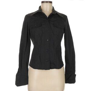 Yuka women's black long sleeve button down blouse, M